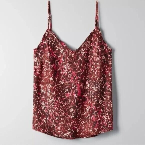 WILFRED Aritzia Satin Ruffle Multicolour Camisole Top Sz Small - Picture 2 of 12